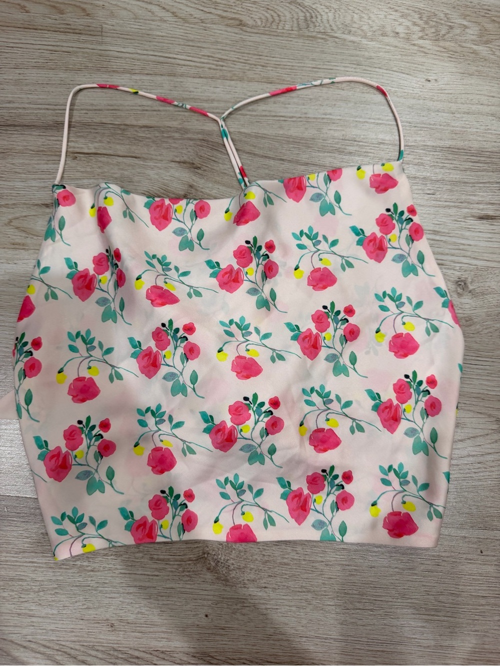 Zara Pink Floral Spaghetti-Strap Crop Top